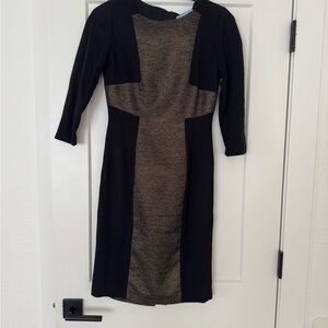 ANTONIO MELANI Black and Gold Long Sleeve Dress